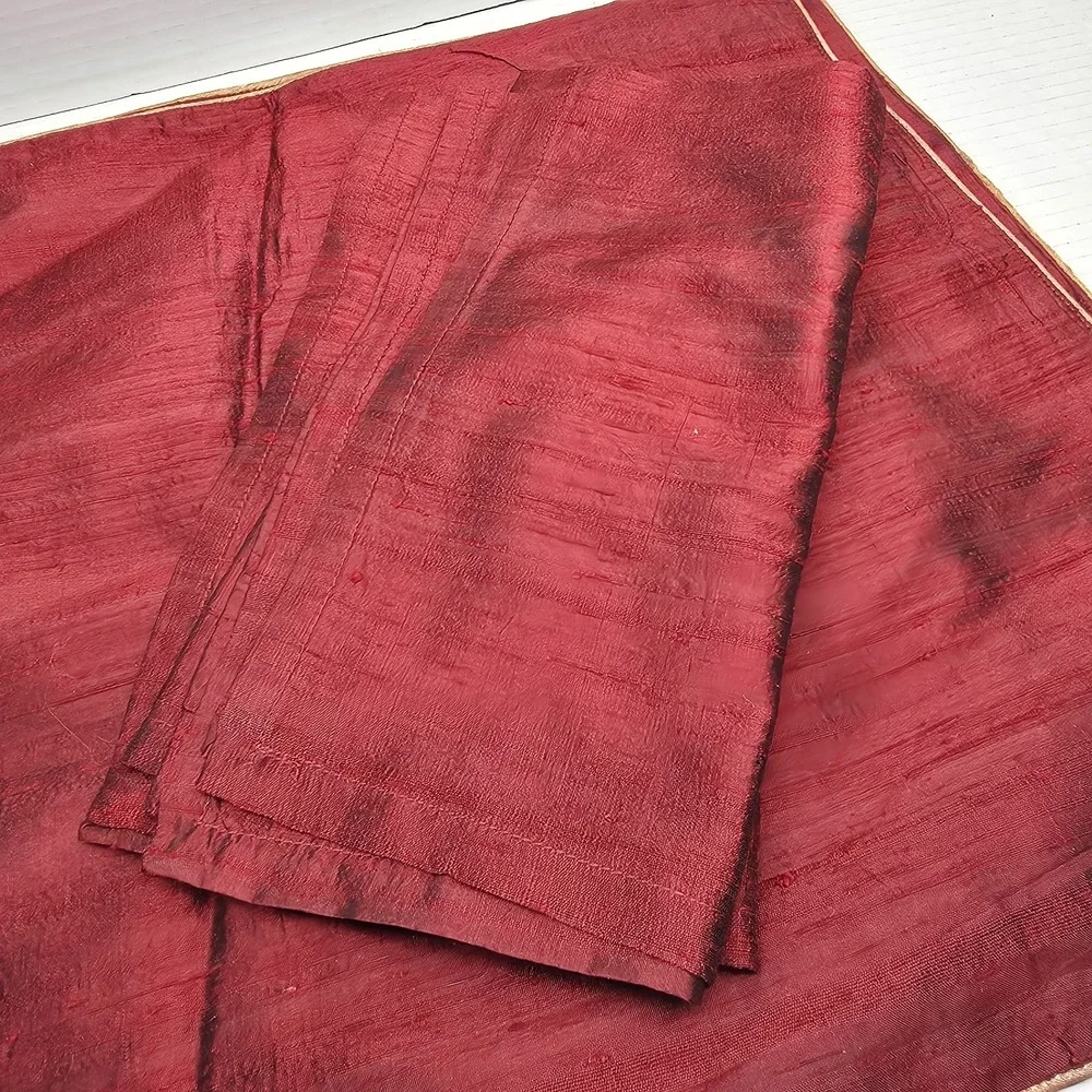 Crate‎ & Barrel Chateau Dupioni Silk Placemats & Napkins Set Claret Red Beaded